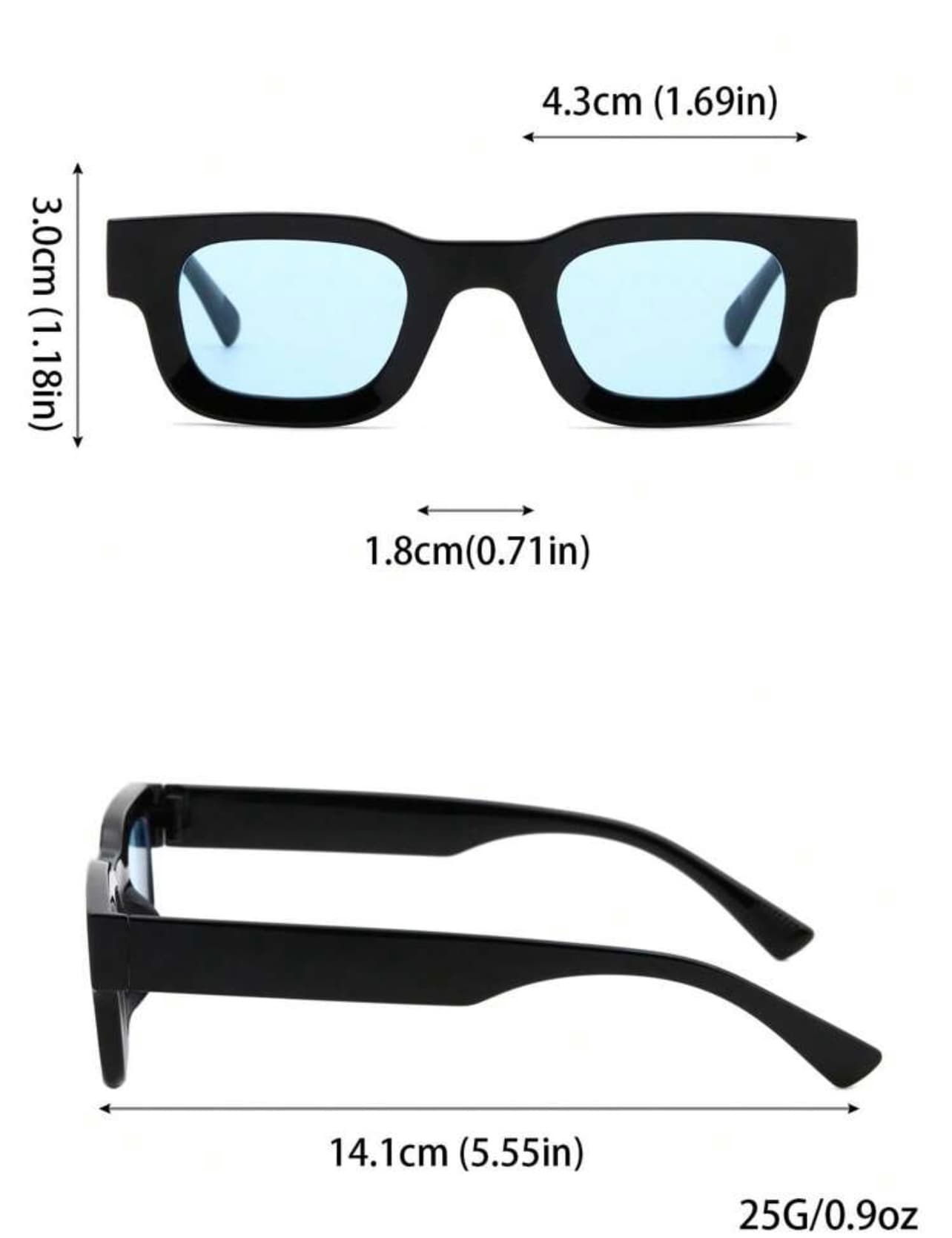 Une paire de lunette bordure noir et fond bleu